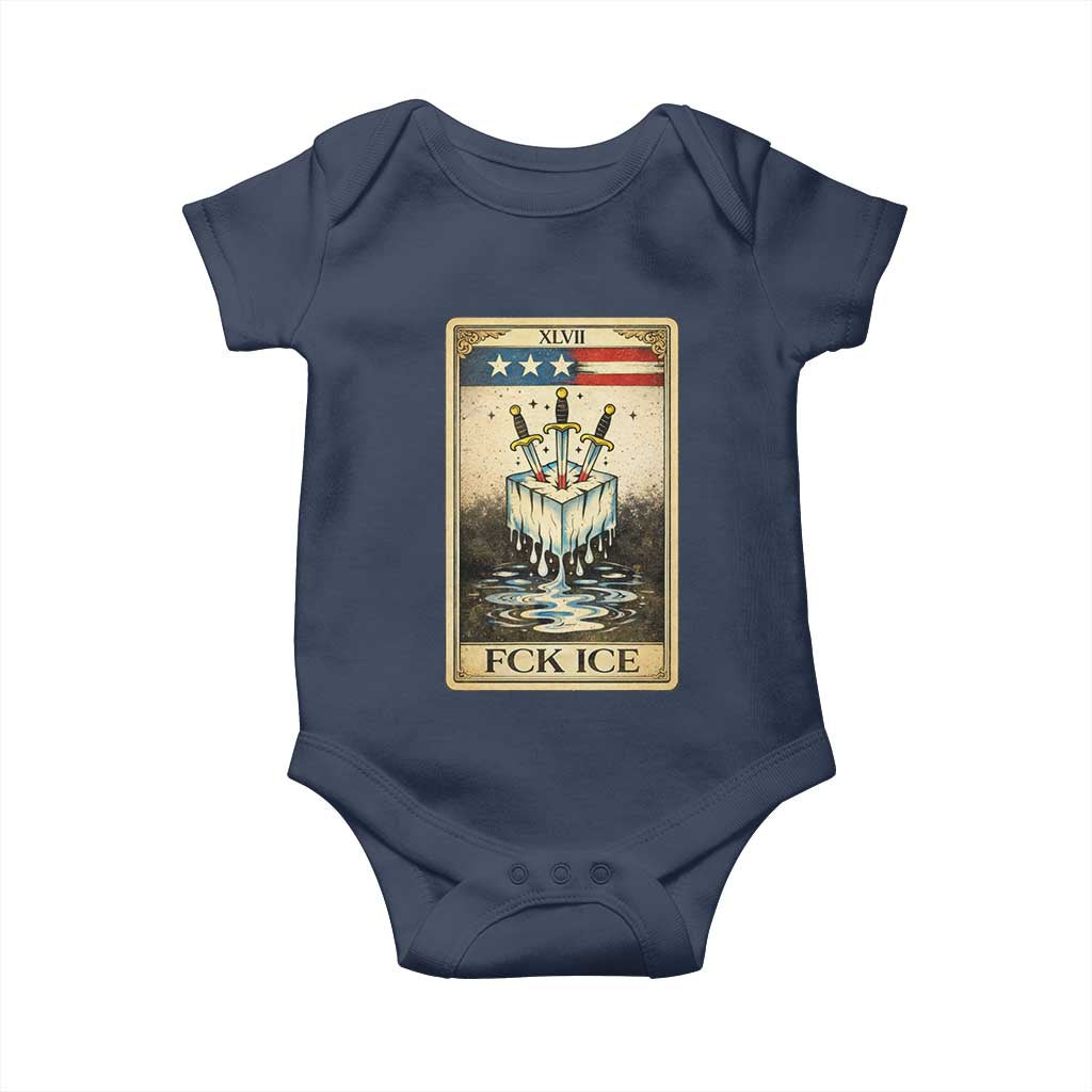 Fck Ice Baby Onesie Retro Tarot Card FDT Protest Satirical Graphic
