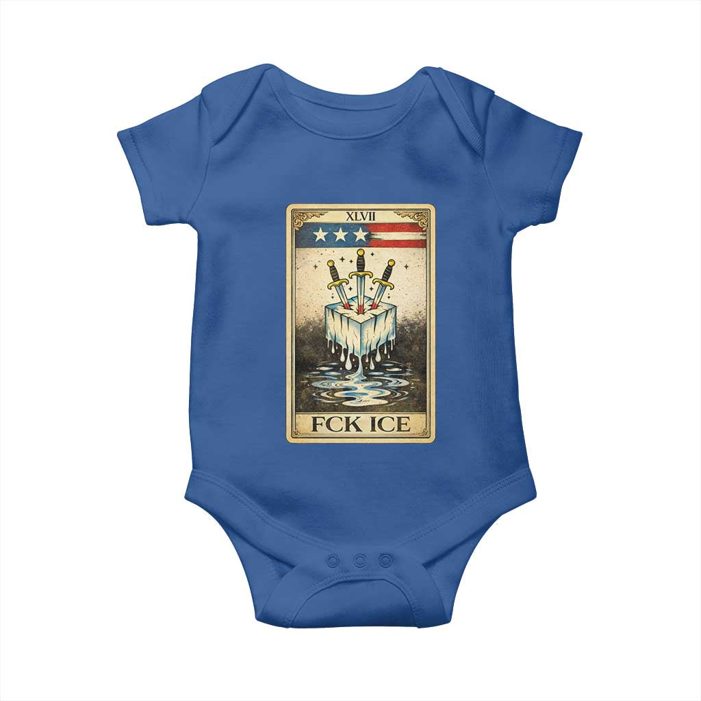 Fck Ice Baby Onesie Retro Tarot Card FDT Protest Satirical Graphic