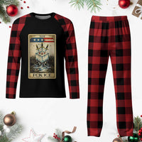 Fck Ice Plaid Pajama Set Retro Tarot Card FDT Protest Satirical Graphic