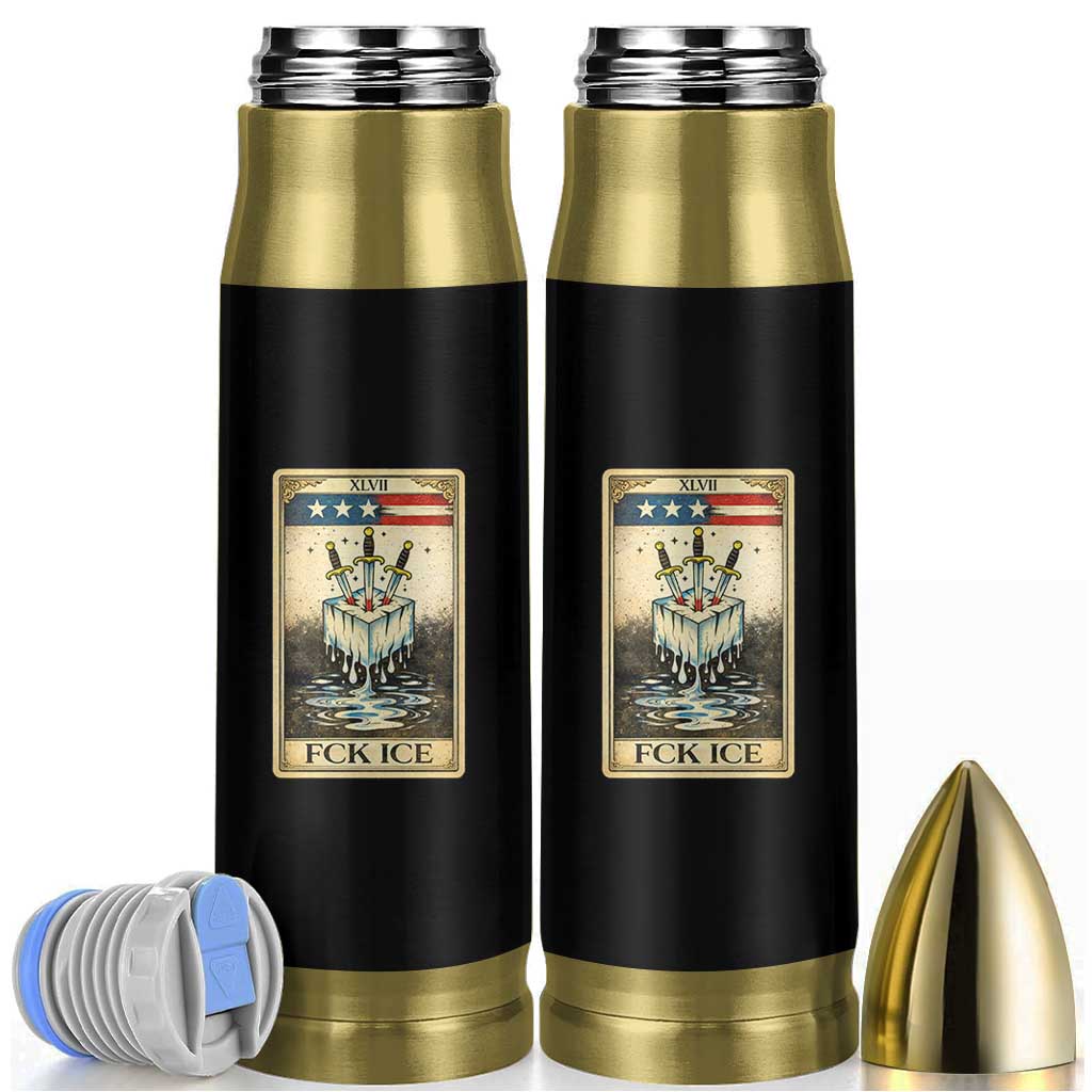 Fck Ice Bullet Tumbler Retro Tarot Card FDT Protest Satirical Graphic