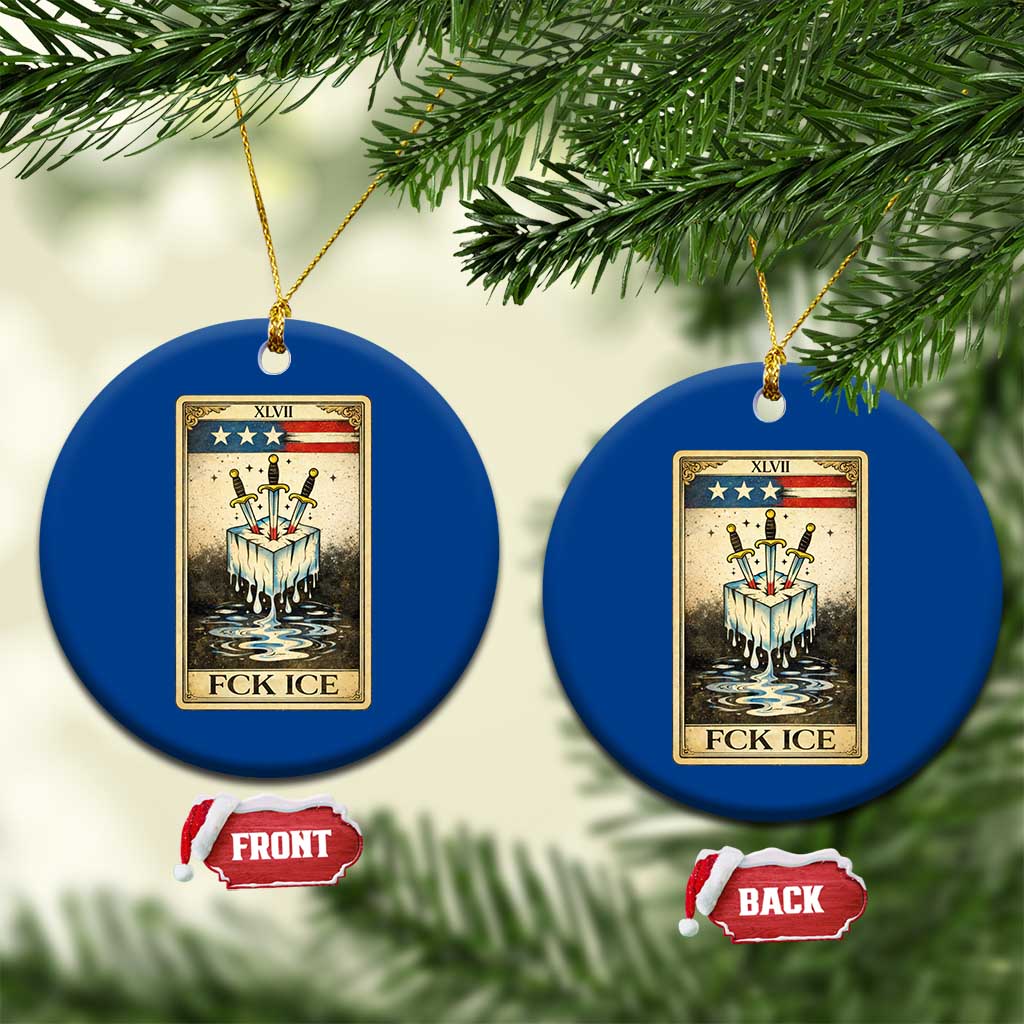 Fck Ice Ceramic Ornament Retro Tarot Card FDT Protest Satirical Graphic