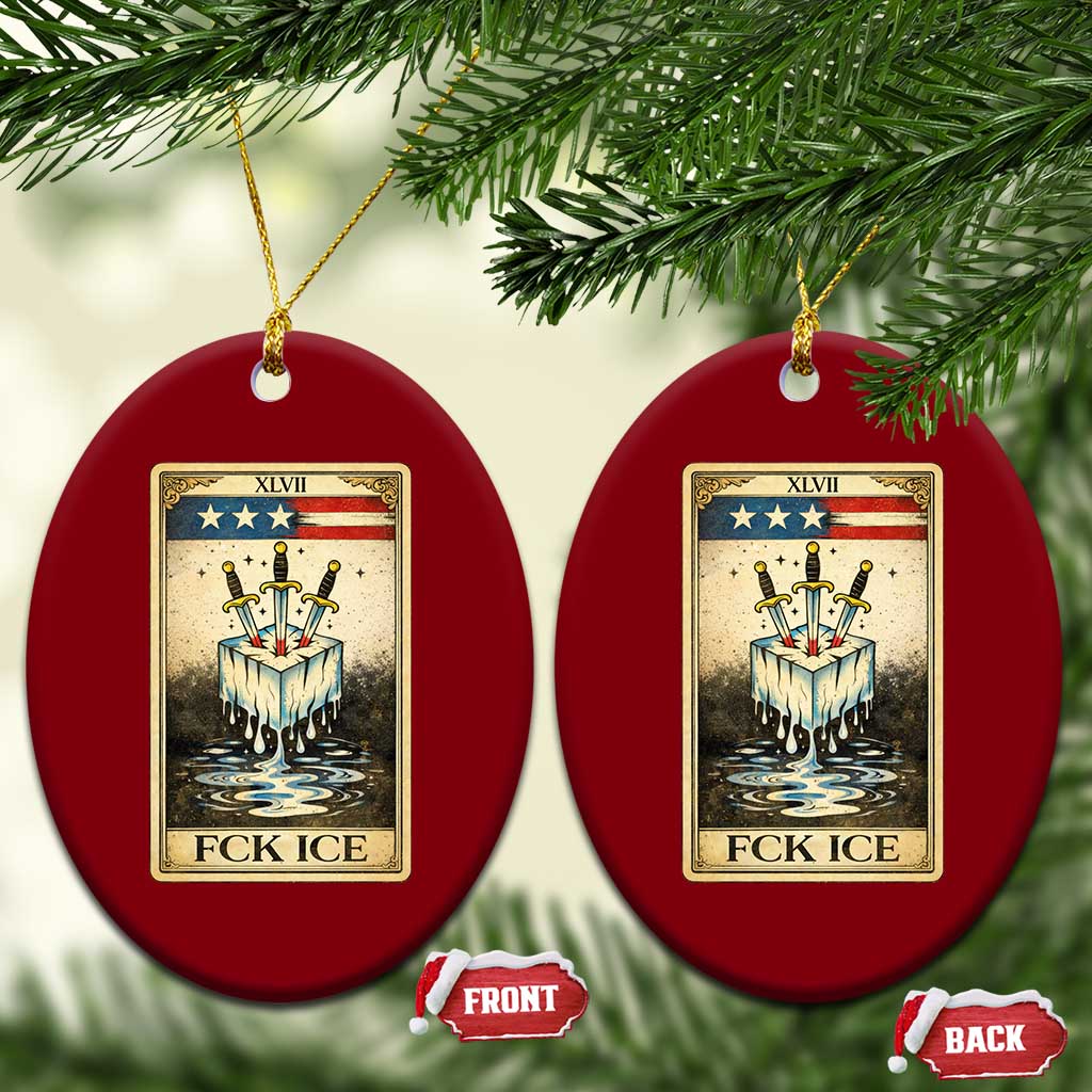 Fck Ice Ceramic Ornament Retro Tarot Card FDT Protest Satirical Graphic