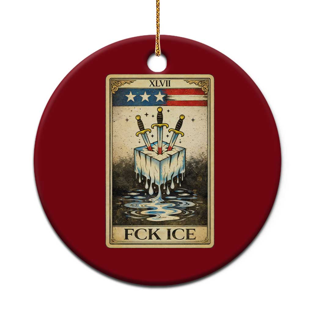 Fck Ice Ceramic Ornament Retro Tarot Card FDT Protest Satirical Graphic