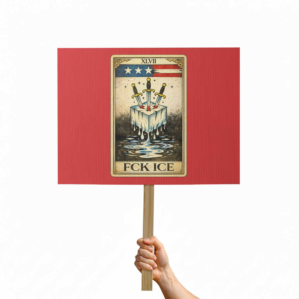Fck Ice Protest Sign Retro Tarot Card FDT Protest Satirical Graphic