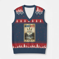 Fck Ice V-Neck Knit Sweater Vest Retro Tarot Card FDT Protest Satirical Graphic
