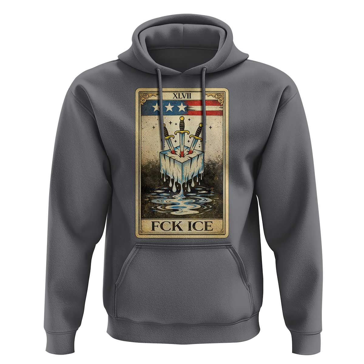 Fck Ice Hoodie Retro Tarot Card FDT Protest Satirical Graphic