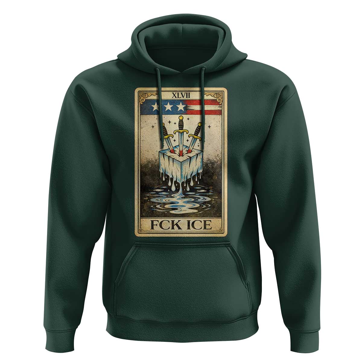 Fck Ice Hoodie Retro Tarot Card FDT Protest Satirical Graphic