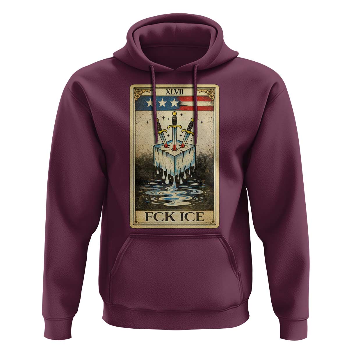 Fck Ice Hoodie Retro Tarot Card FDT Protest Satirical Graphic
