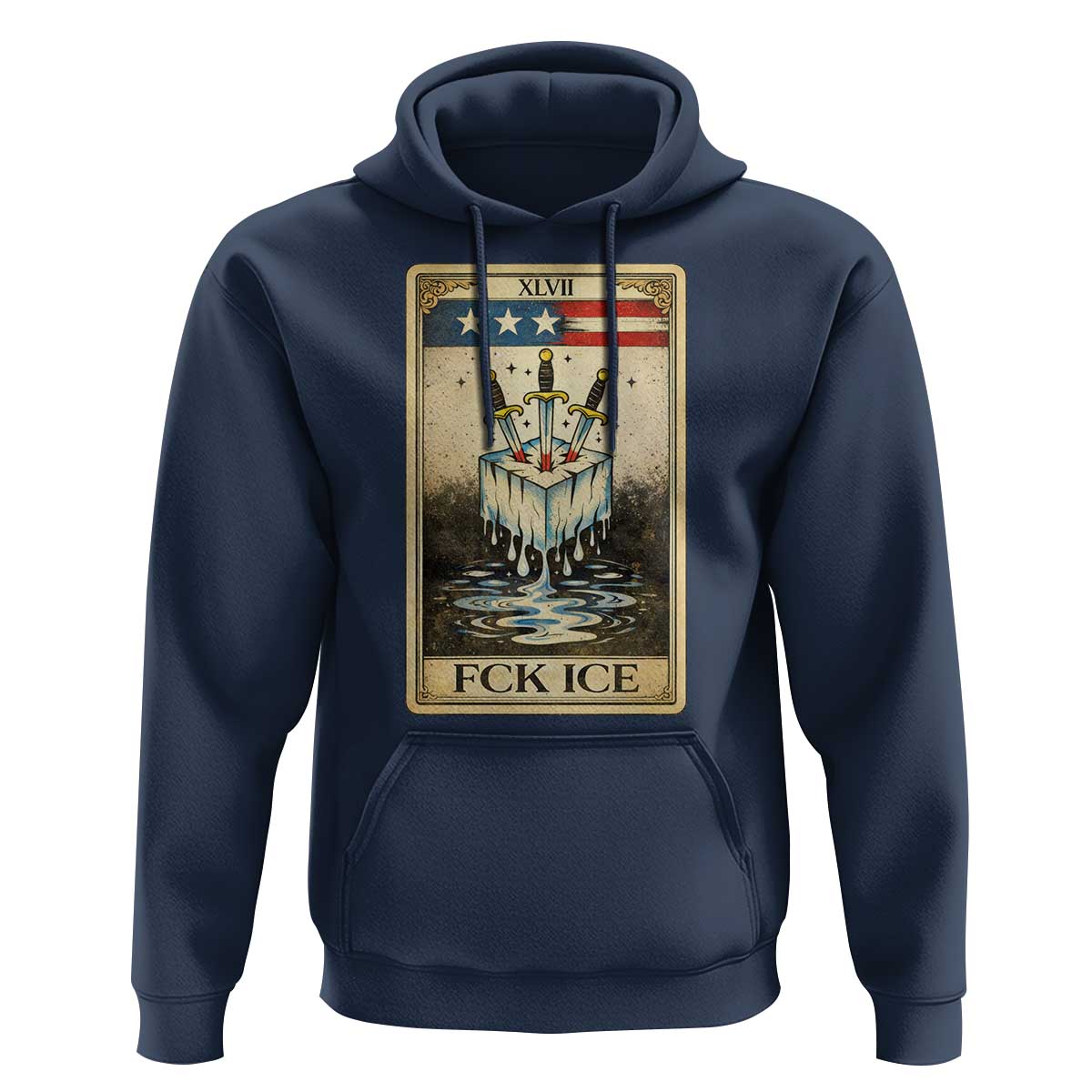 Fck Ice Hoodie Retro Tarot Card FDT Protest Satirical Graphic