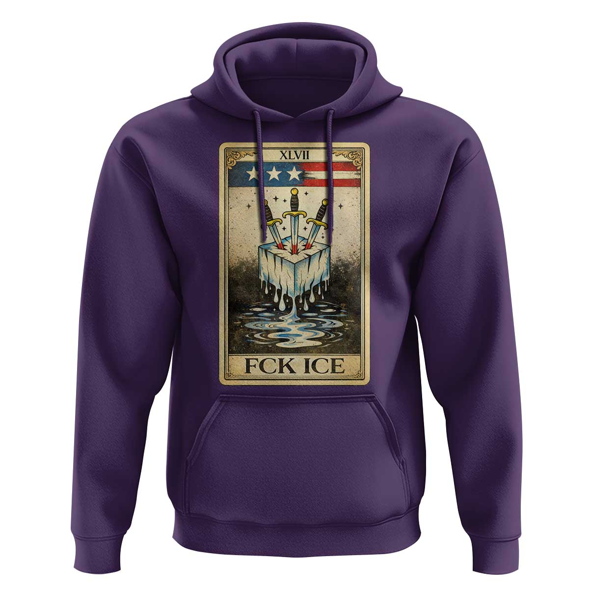 Fck Ice Hoodie Retro Tarot Card FDT Protest Satirical Graphic