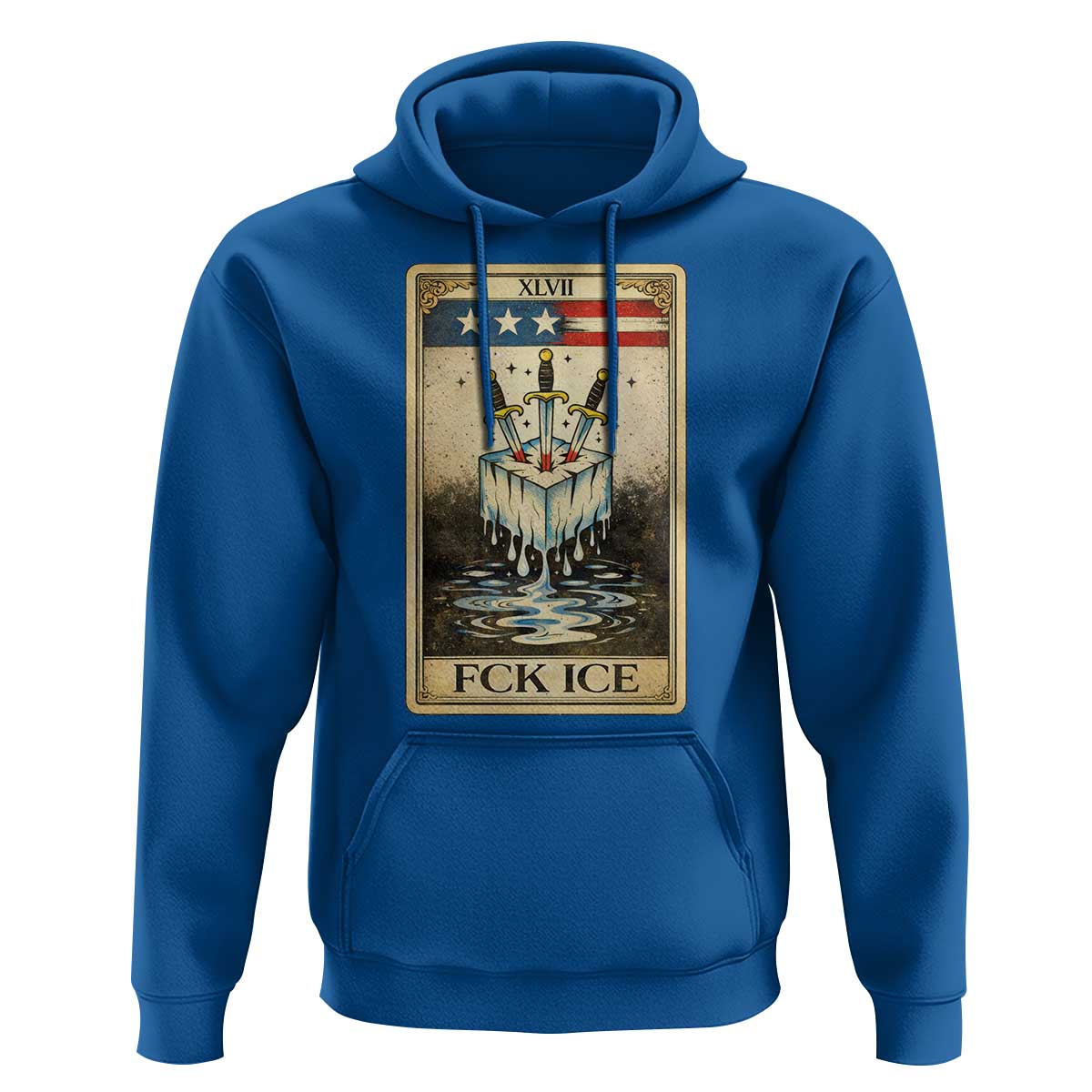 Fck Ice Hoodie Retro Tarot Card FDT Protest Satirical Graphic