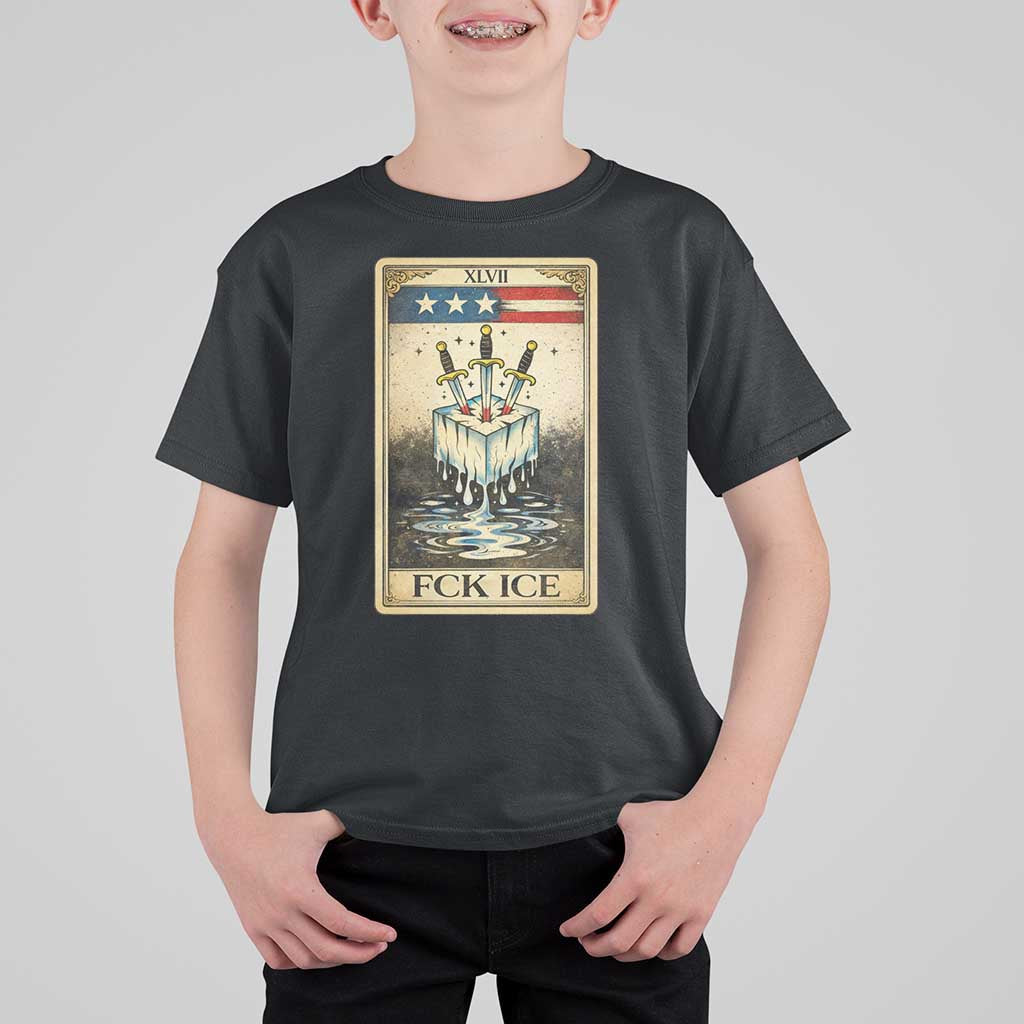 Fck Ice T Shirt For Kid Retro Tarot Card FDT Protest Satirical Graphic