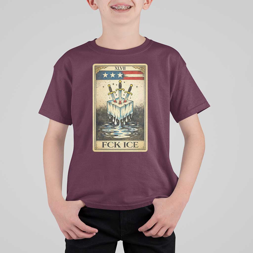 Fck Ice T Shirt For Kid Retro Tarot Card FDT Protest Satirical Graphic