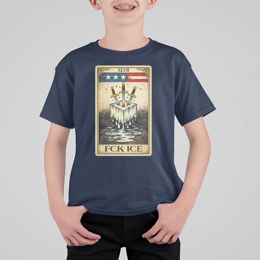 Fck Ice T Shirt For Kid Retro Tarot Card FDT Protest Satirical Graphic