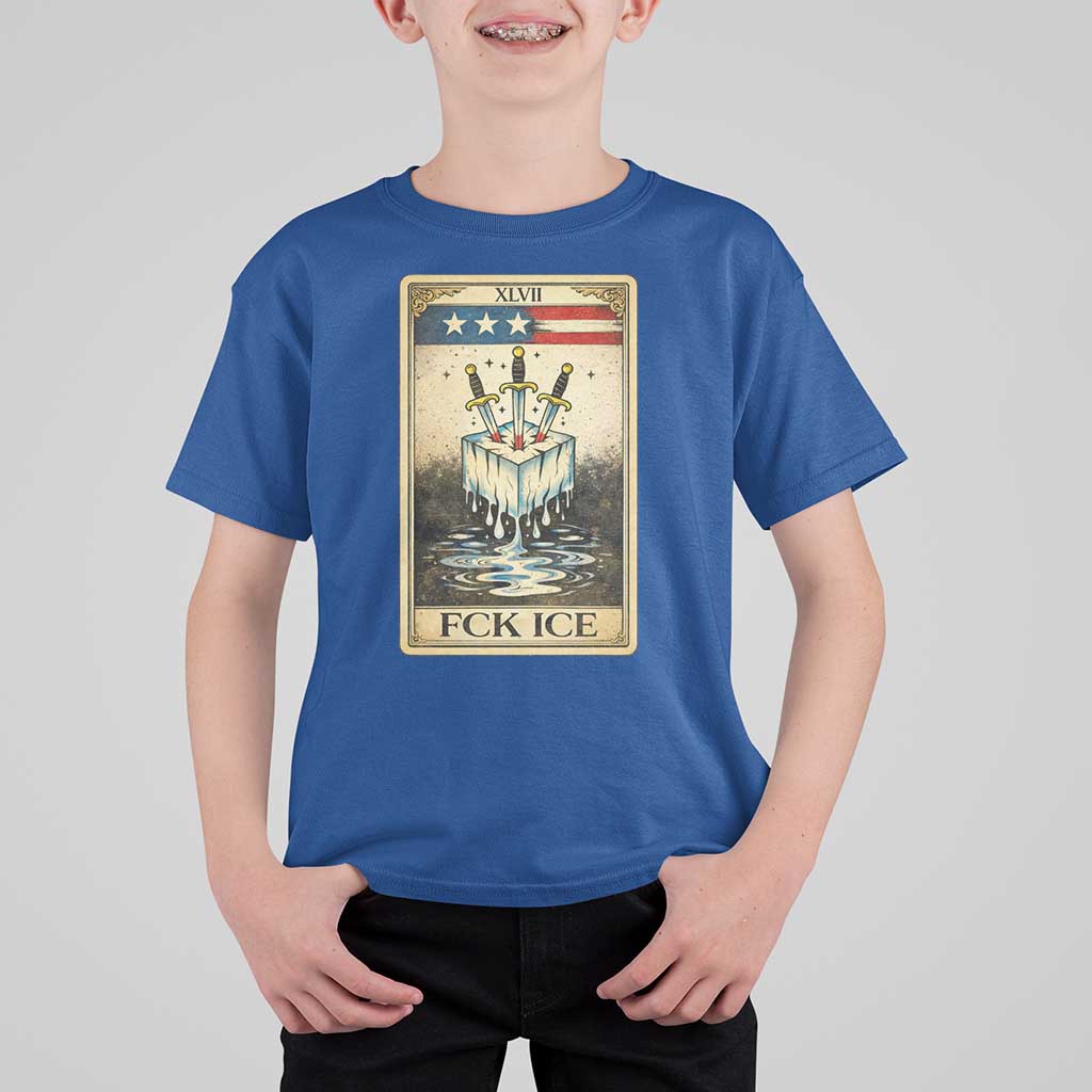 Fck Ice T Shirt For Kid Retro Tarot Card FDT Protest Satirical Graphic