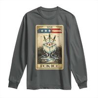 Fck Ice Long Sleeve Shirt Retro Tarot Card FDT Protest Satirical Graphic