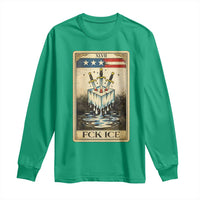 Fck Ice Long Sleeve Shirt Retro Tarot Card FDT Protest Satirical Graphic