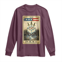 Fck Ice Long Sleeve Shirt Retro Tarot Card FDT Protest Satirical Graphic