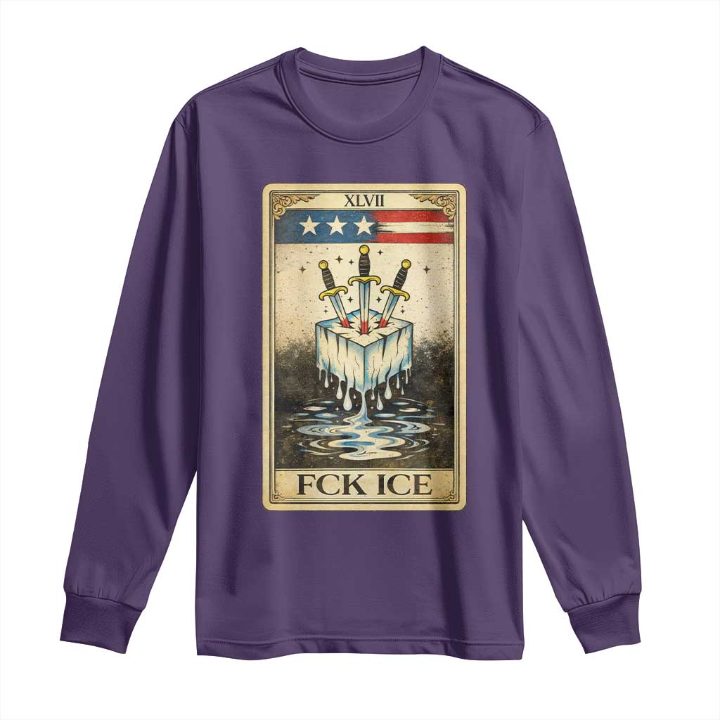 Fck Ice Long Sleeve Shirt Retro Tarot Card FDT Protest Satirical Graphic