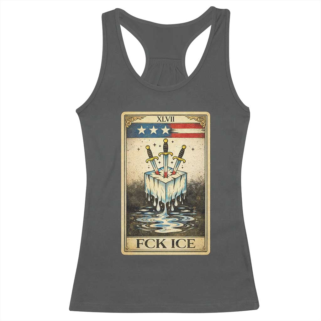 Fck Ice Racerback Tank Top Retro Tarot Card FDT Protest Satirical Graphic