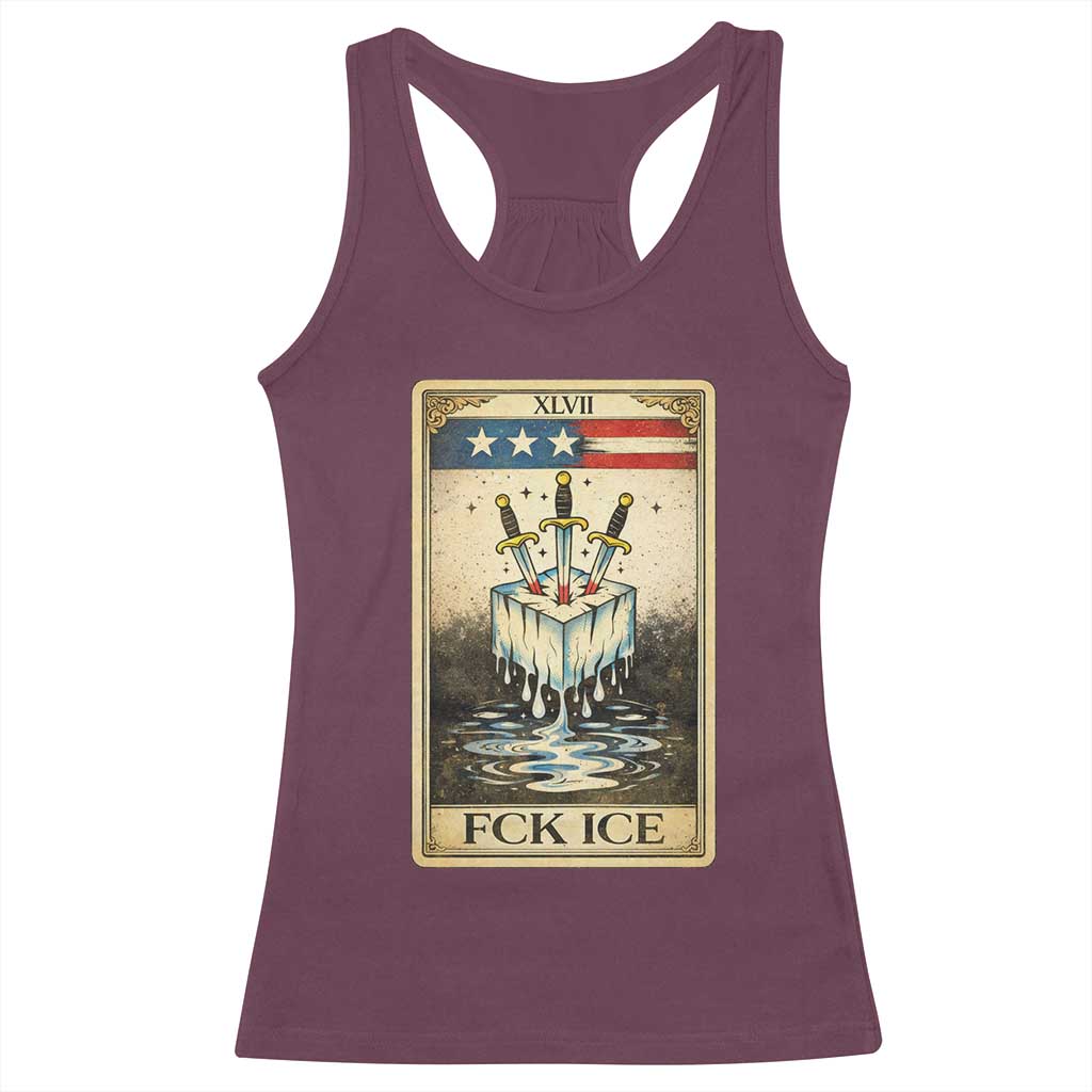 Fck Ice Racerback Tank Top Retro Tarot Card FDT Protest Satirical Graphic