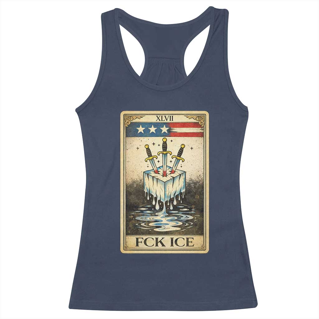 Fck Ice Racerback Tank Top Retro Tarot Card FDT Protest Satirical Graphic