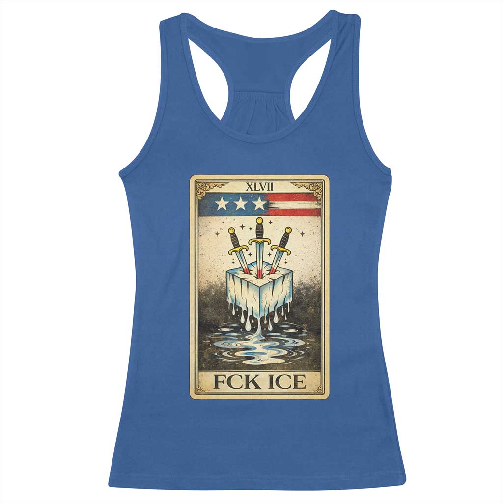 Fck Ice Racerback Tank Top Retro Tarot Card FDT Protest Satirical Graphic