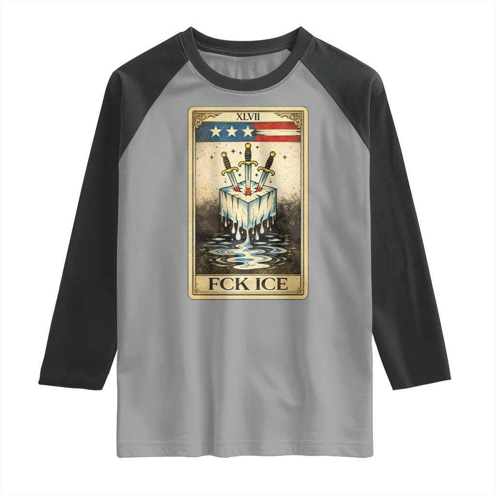 Fck Ice Raglan Shirt Retro Tarot Card FDT Protest Satirical Graphic