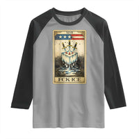 Fck Ice Raglan Shirt Retro Tarot Card FDT Protest Satirical Graphic