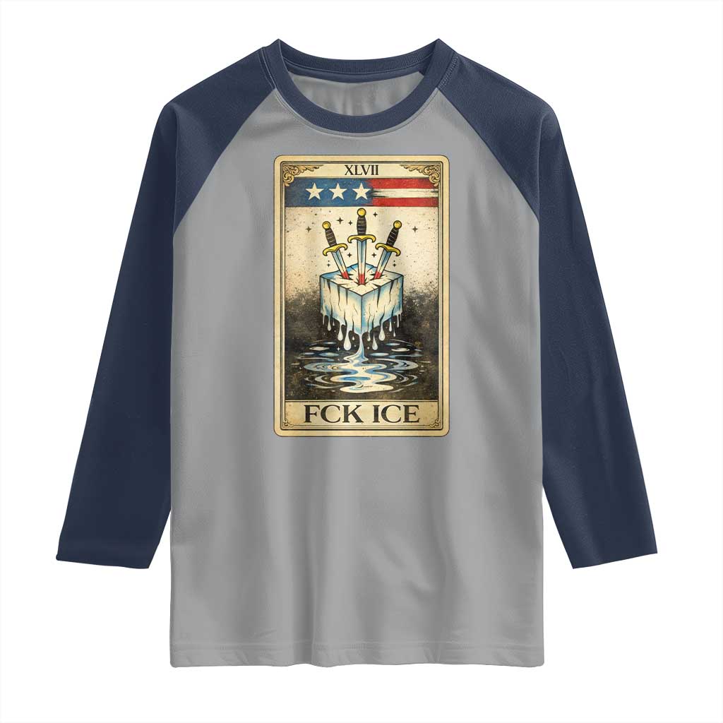 Fck Ice Raglan Shirt Retro Tarot Card FDT Protest Satirical Graphic