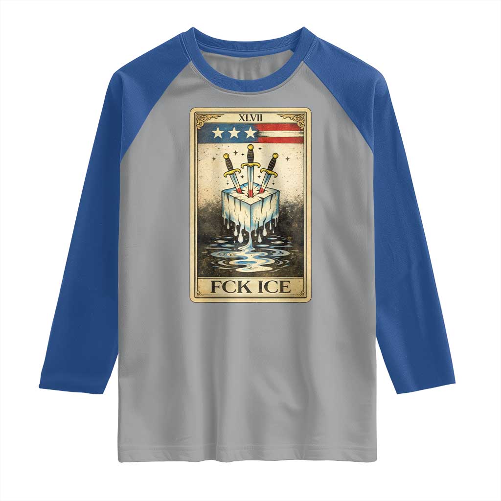 Fck Ice Raglan Shirt Retro Tarot Card FDT Protest Satirical Graphic