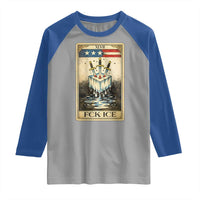 Fck Ice Raglan Shirt Retro Tarot Card FDT Protest Satirical Graphic