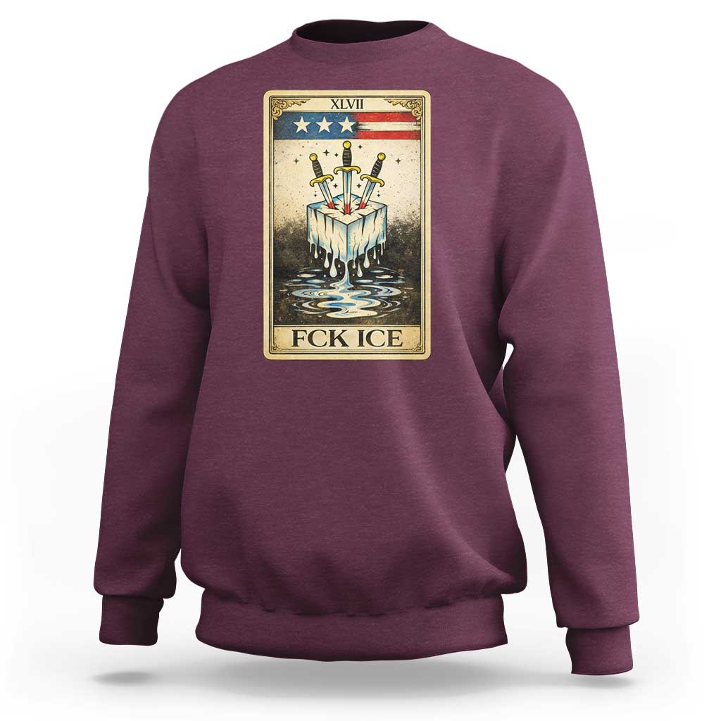 Fck Ice Sweatshirt Retro Tarot Card FDT Protest Satirical Graphic