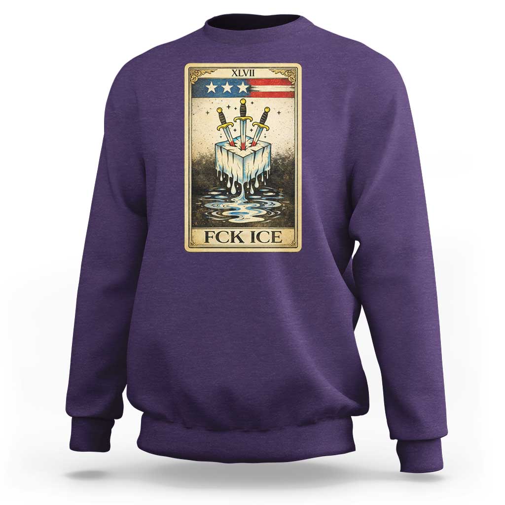 Fck Ice Sweatshirt Retro Tarot Card FDT Protest Satirical Graphic