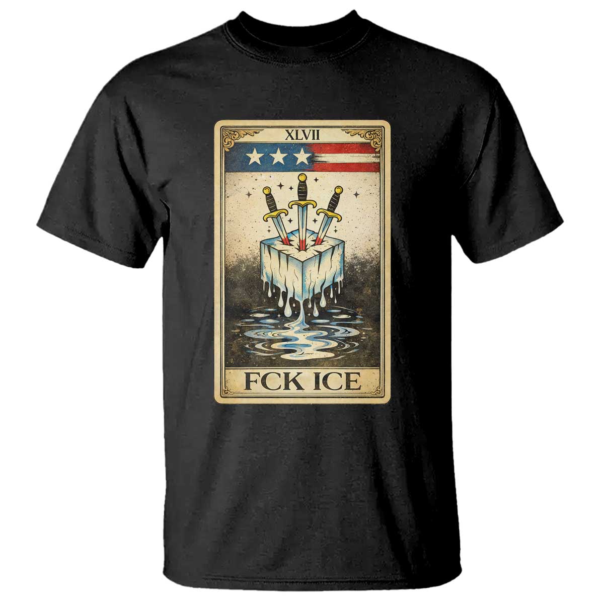 Fck Ice T Shirt Retro Tarot Card FDT Protest Satirical Graphic