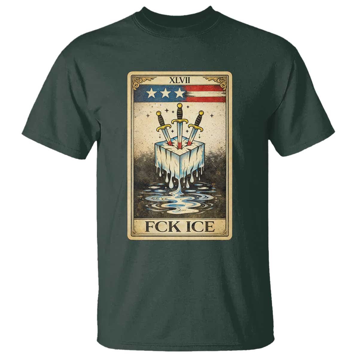 Fck Ice T Shirt Retro Tarot Card FDT Protest Satirical Graphic