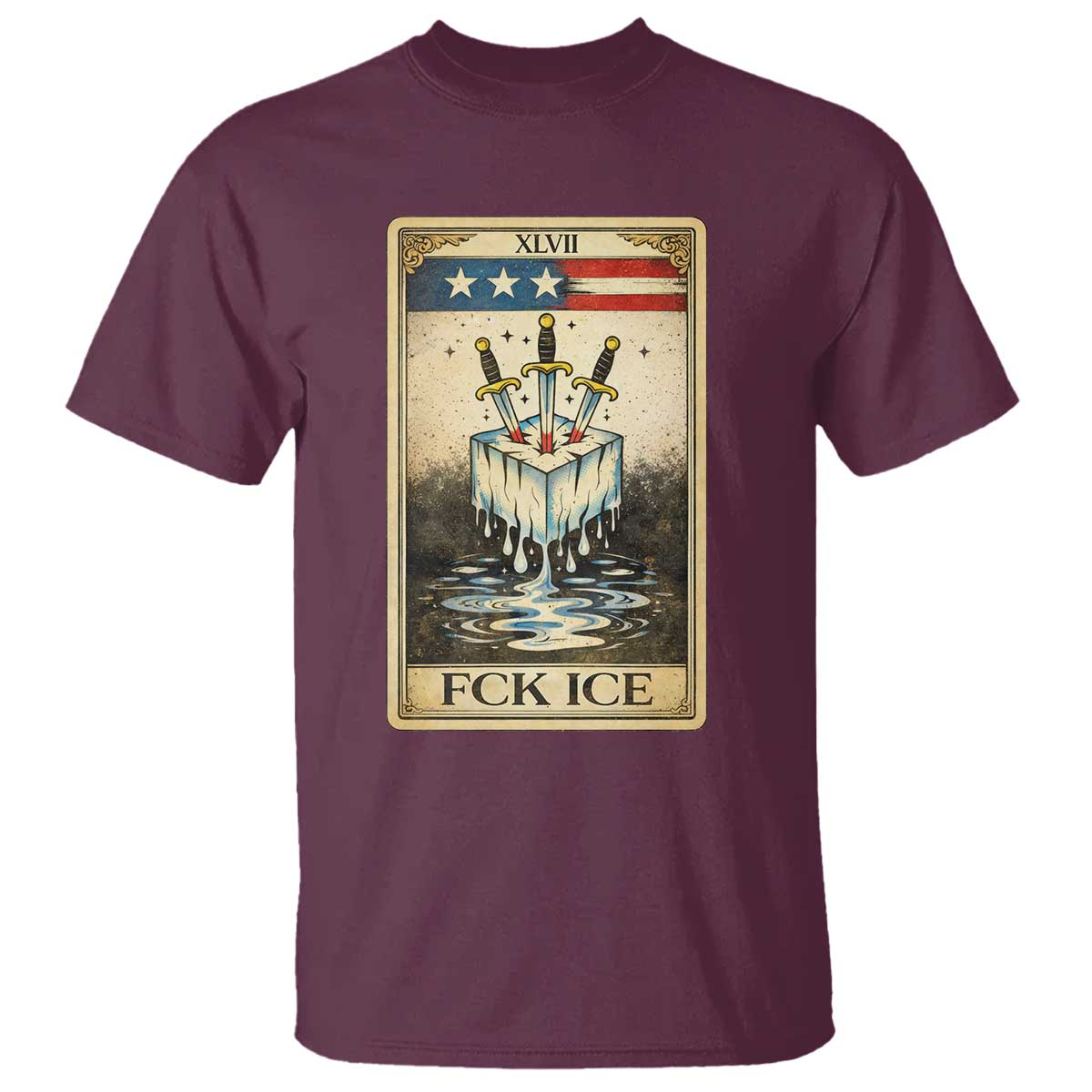 Fck Ice T Shirt Retro Tarot Card FDT Protest Satirical Graphic