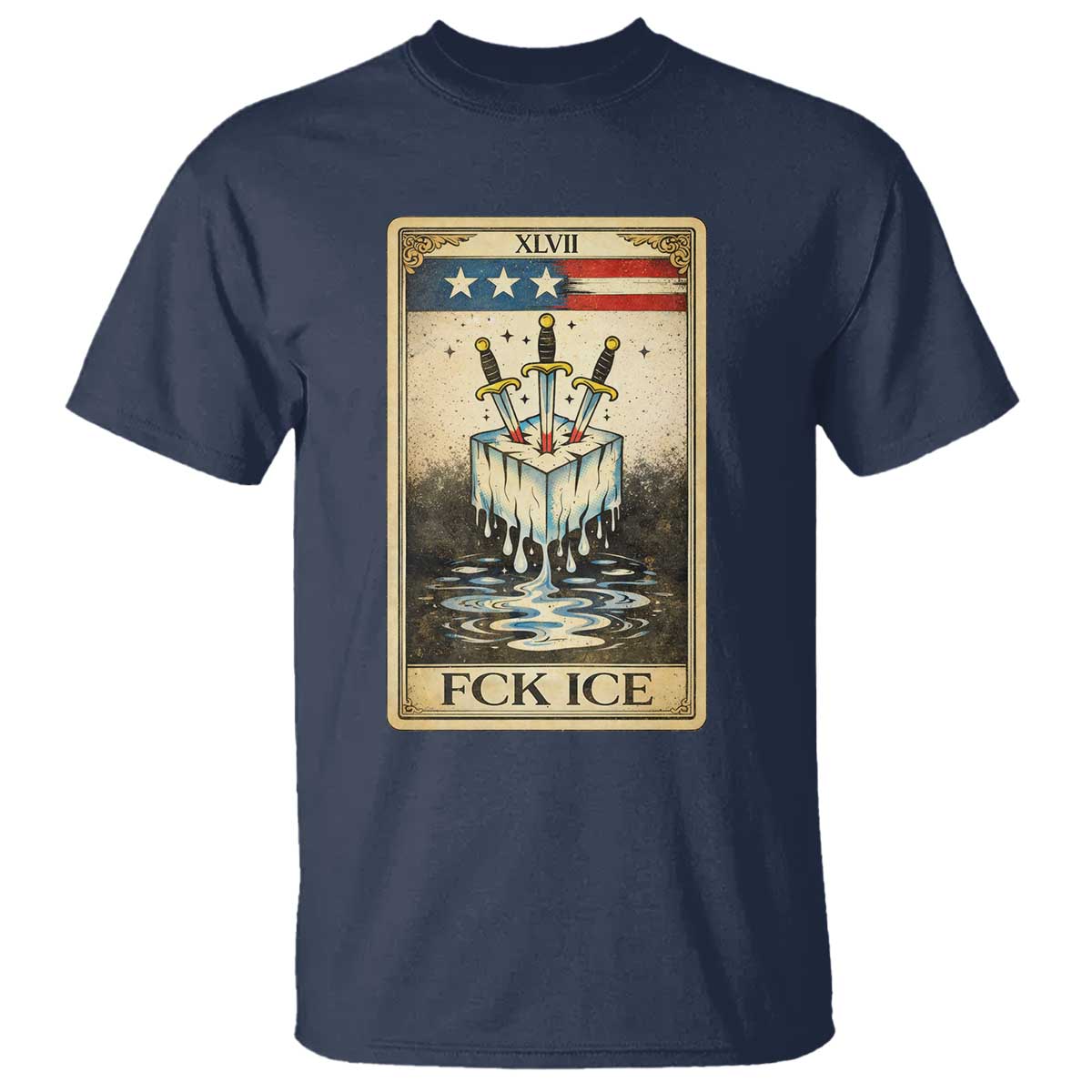 Fck Ice T Shirt Retro Tarot Card FDT Protest Satirical Graphic