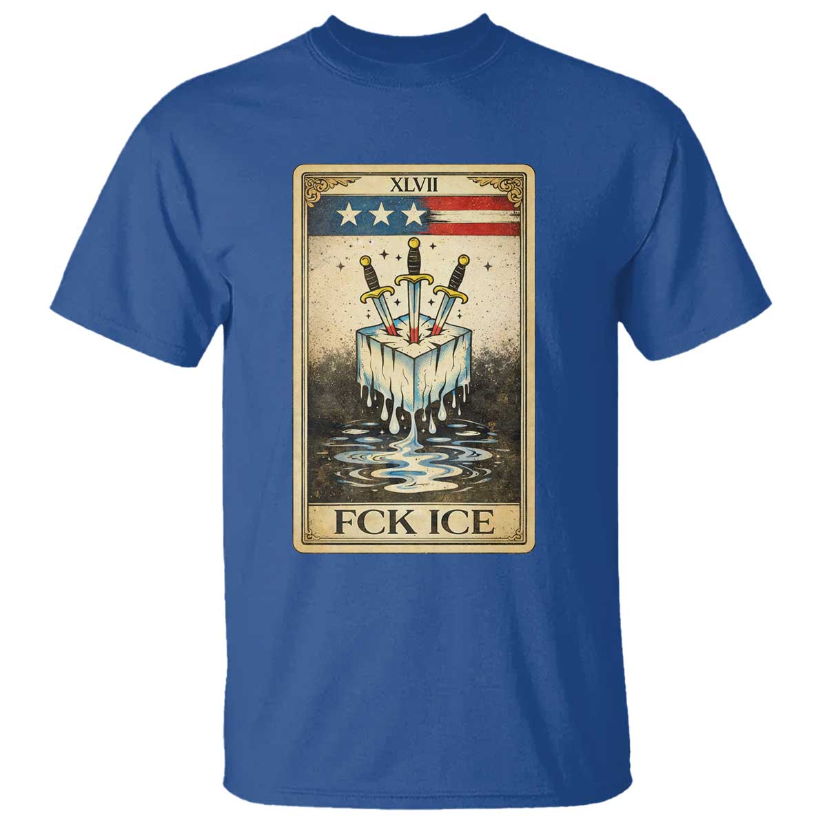 Fck Ice T Shirt Retro Tarot Card FDT Protest Satirical Graphic