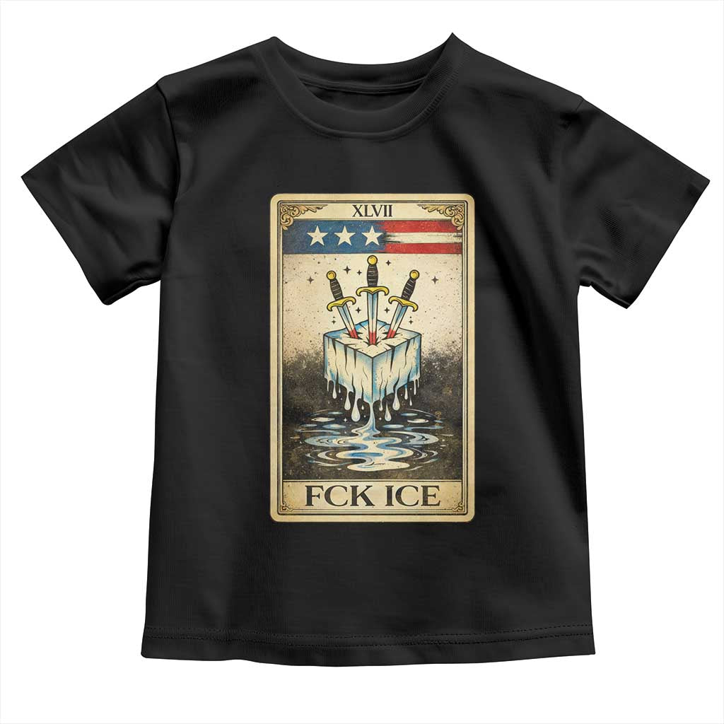Fck Ice Toddler T Shirt Retro Tarot Card FDT Protest Satirical Graphic