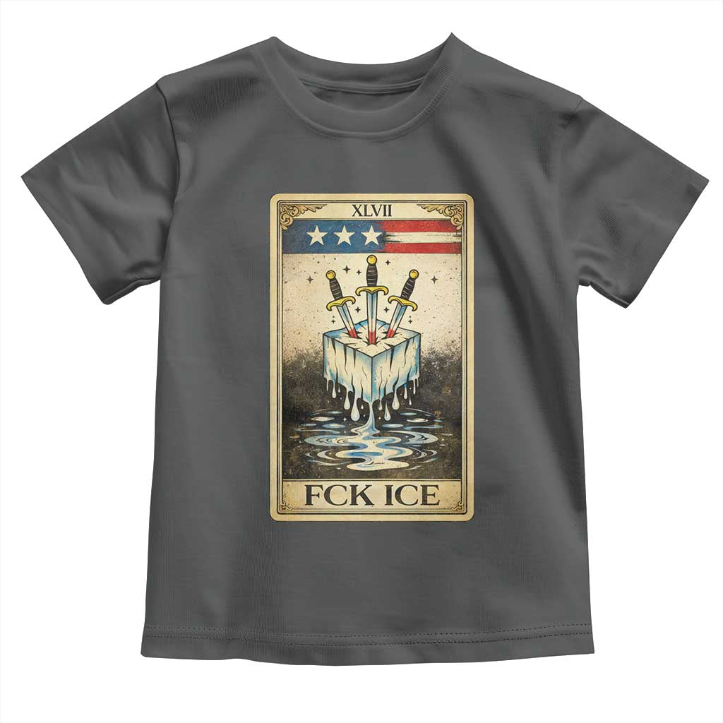 Fck Ice Toddler T Shirt Retro Tarot Card FDT Protest Satirical Graphic
