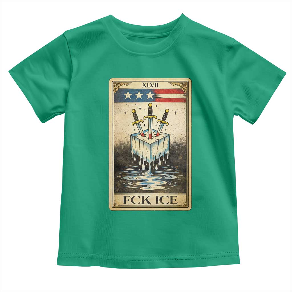 Fck Ice Toddler T Shirt Retro Tarot Card FDT Protest Satirical Graphic