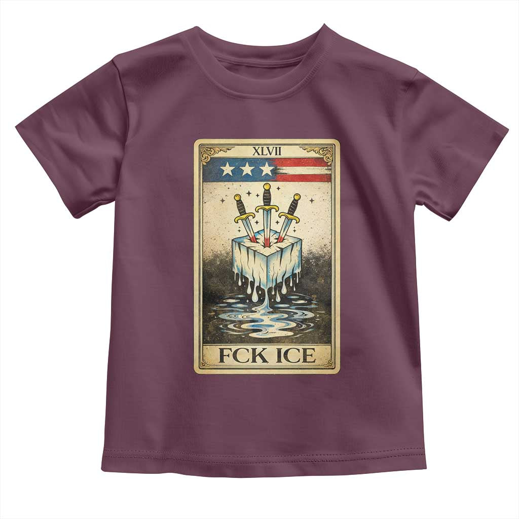 Fck Ice Toddler T Shirt Retro Tarot Card FDT Protest Satirical Graphic
