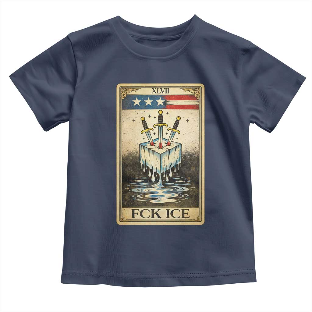 Fck Ice Toddler T Shirt Retro Tarot Card FDT Protest Satirical Graphic