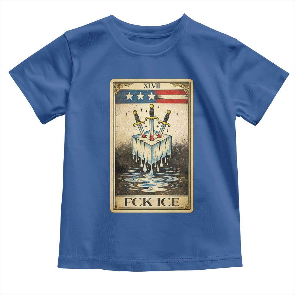 Fck Ice Toddler T Shirt Retro Tarot Card FDT Protest Satirical Graphic
