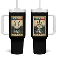 Fck Ice Tumbler With Handle Retro Tarot Card FDT Protest Satirical Graphic