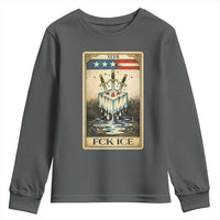 Fck Ice Youth Sweatshirt Retro Tarot Card FDT Protest Satirical Graphic