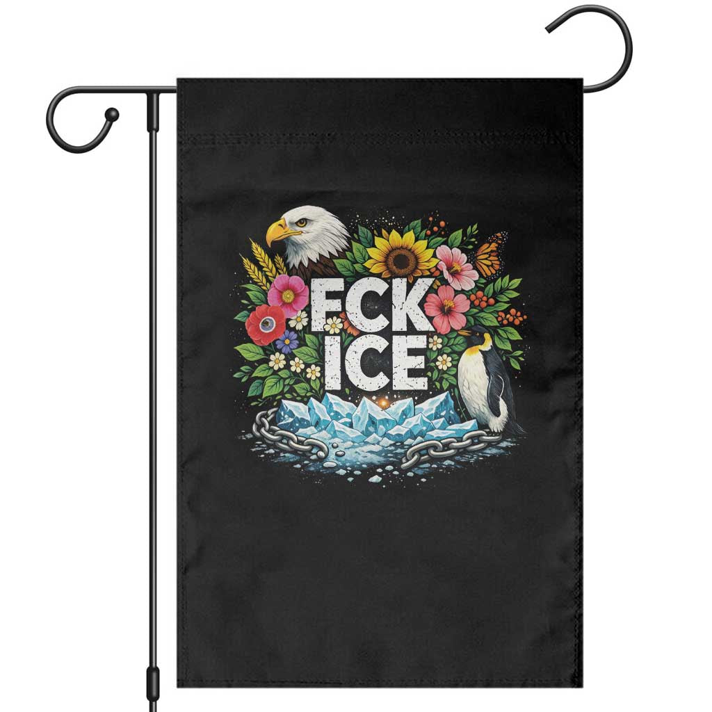 Fck Ice Garden Flag Retro Floral FDT Protest Satirical Graphic