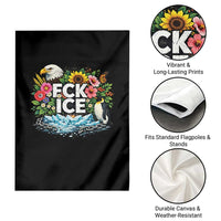 Fck Ice Garden Flag Retro Floral FDT Protest Satirical Graphic