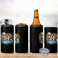 Fck Ice 4 in 1 Can Cooler Tumbler Retro Floral FDT Protest Satirical Graphic